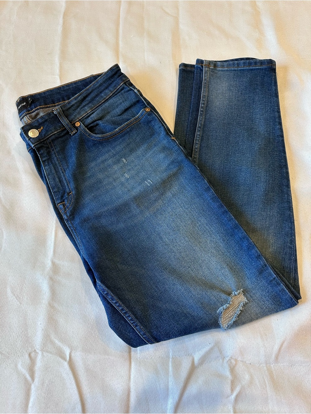 Frank & Oak Women's Medium Blue Distressed Skinny Jeans